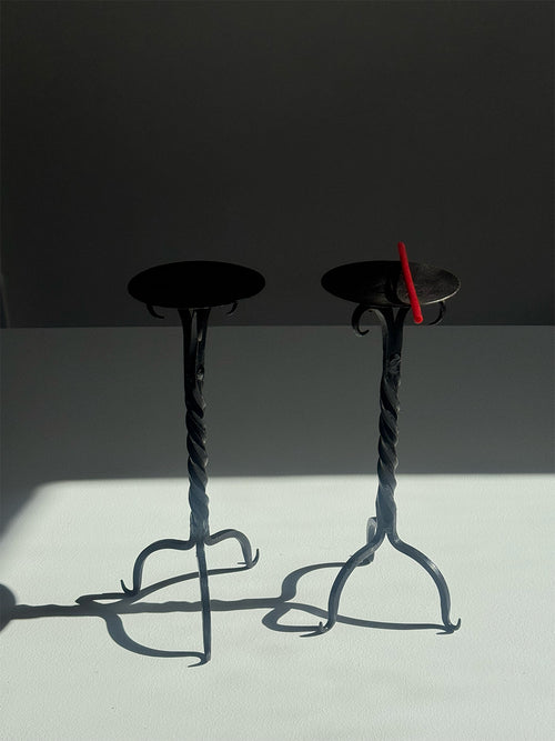 A Pair of Brutalist Candleholders