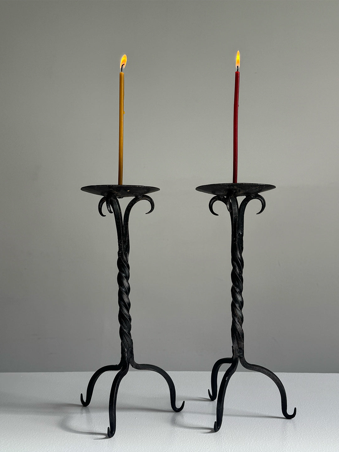 A Pair of Brutalist Candleholders